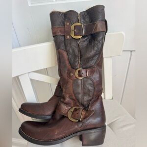 Manas Design Brown Leather Winter Boots Size 37 Made in Italy